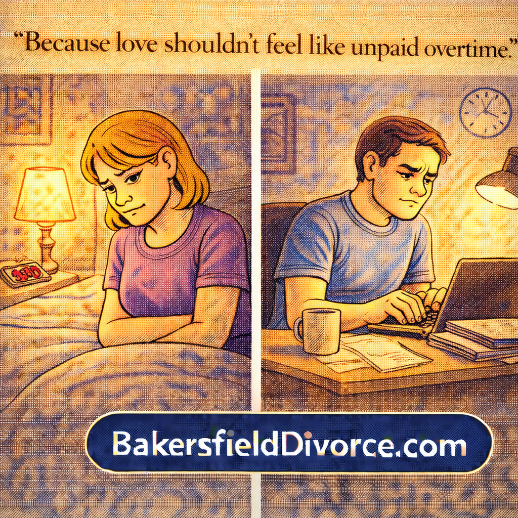 Divorce relationship stress cartoon love should not feel like unpaid overtime Bakersfield divorce help