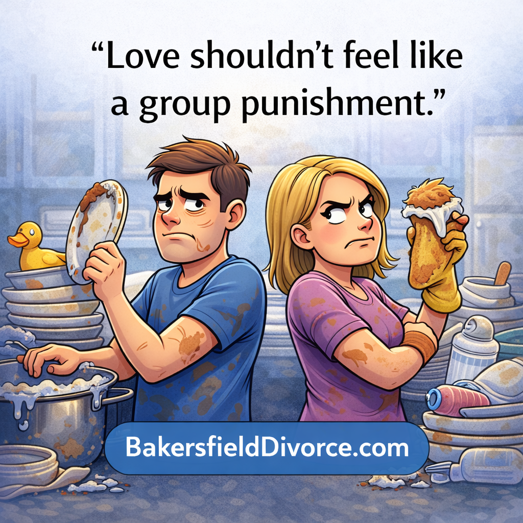 divorce relationship conflict cartoon love should not feel like group punishment Bakersfield divorce help